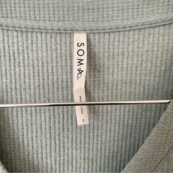 Soma Cozy Waffle Knit Long Sleeve Sleepshirt Dress in Heather Jade Size Small - Picture 4 of 6
